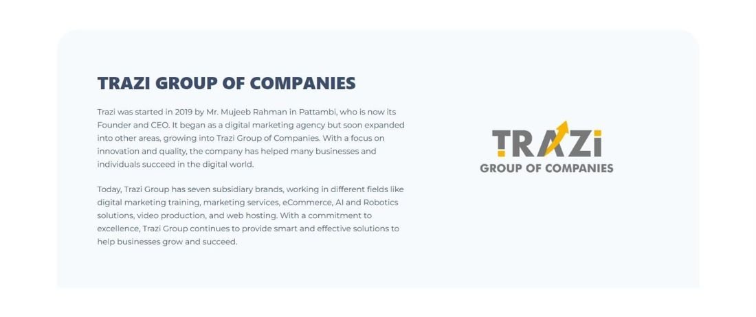 Trazi Group of Companies website